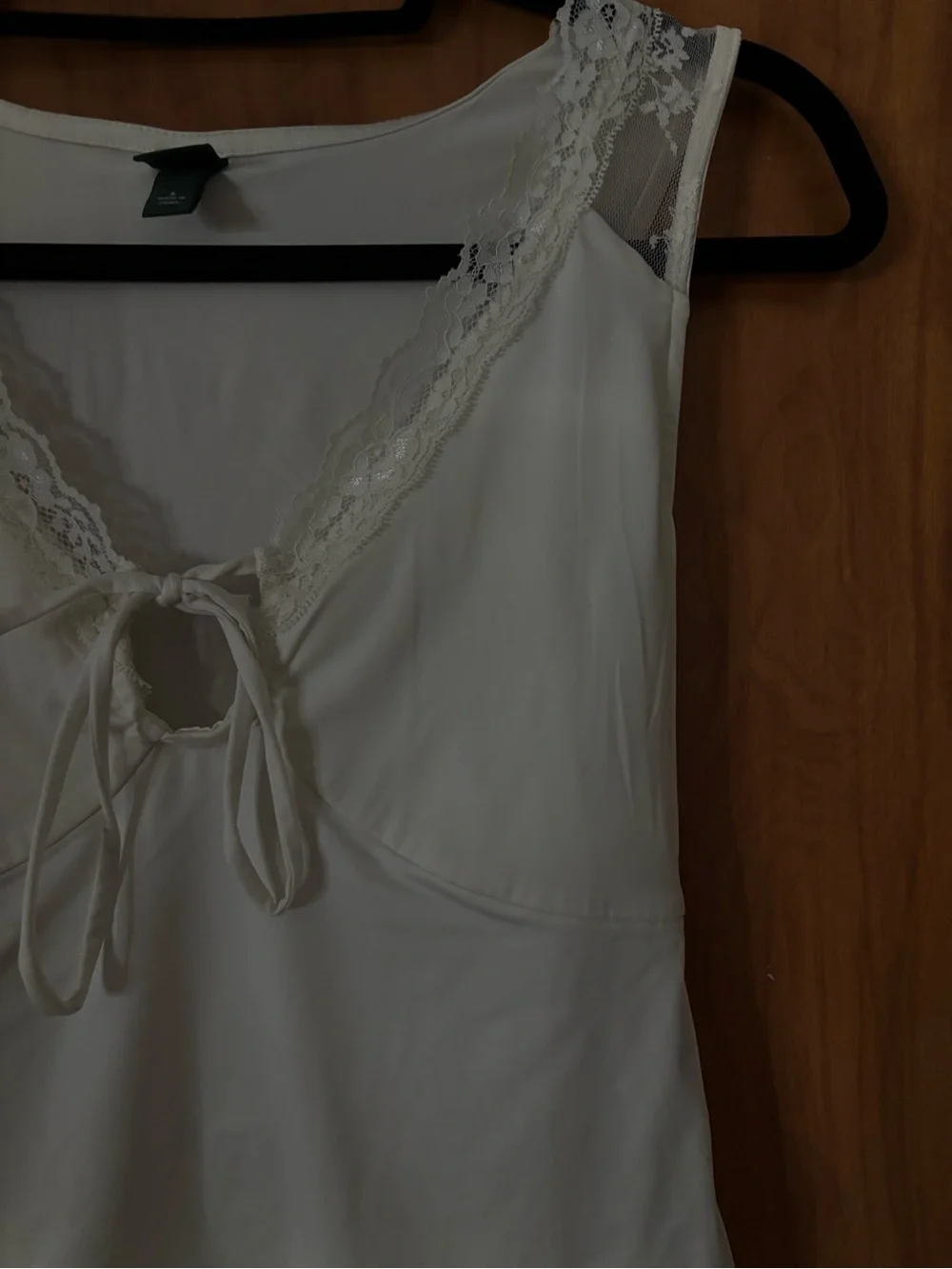 wild fable White Lace-Trim Sleep Chemise with Tie Front